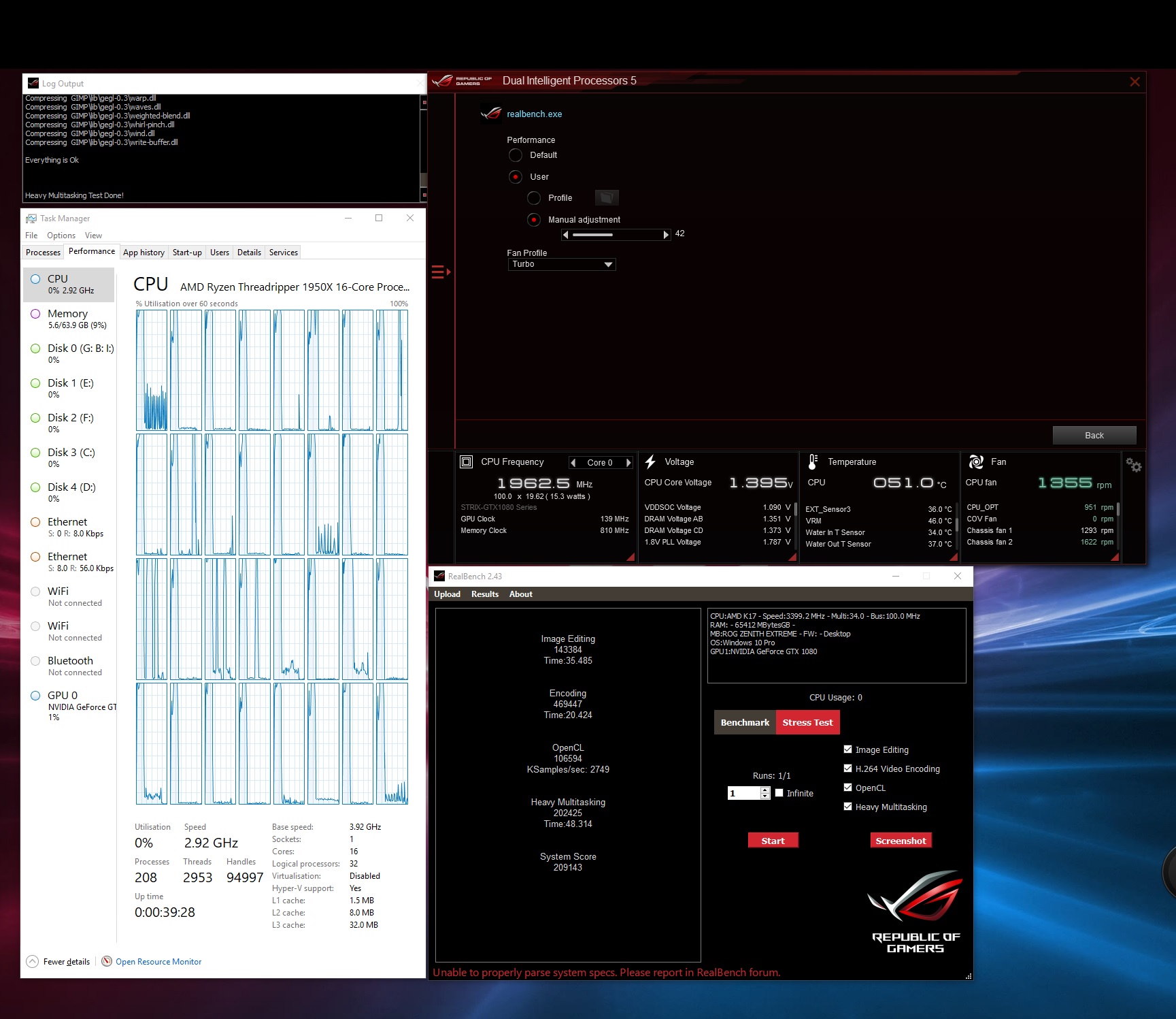 First run of Asus real bench-test-7- CPU-31.25GHz-mem-2800MHz.jpg